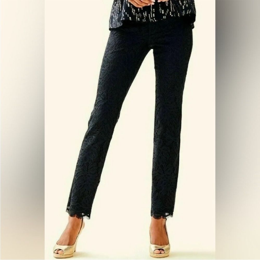 Lilly Pulitzer Kelly Lace Skinny Ankle Pants Black
